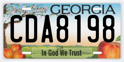 GA license plate CDA8198