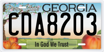 GA license plate CDA8203
