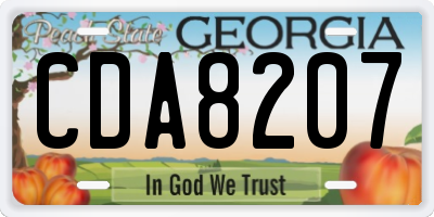 GA license plate CDA8207