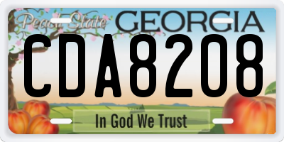 GA license plate CDA8208