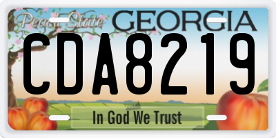 GA license plate CDA8219