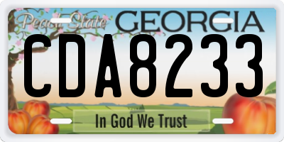 GA license plate CDA8233