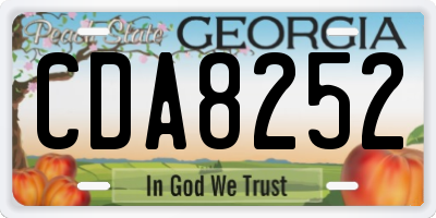 GA license plate CDA8252