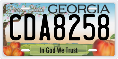 GA license plate CDA8258