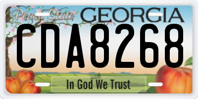 GA license plate CDA8268