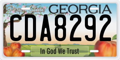 GA license plate CDA8292