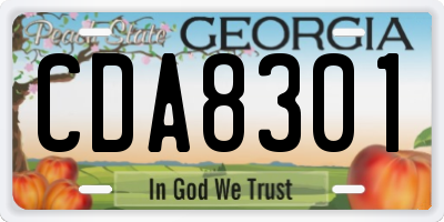 GA license plate CDA8301