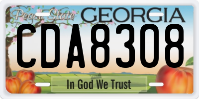 GA license plate CDA8308