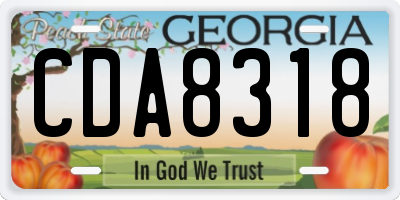 GA license plate CDA8318