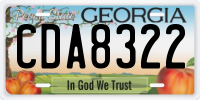 GA license plate CDA8322