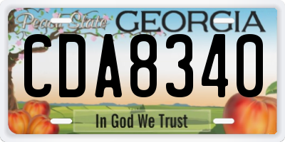 GA license plate CDA8340