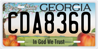 GA license plate CDA8360