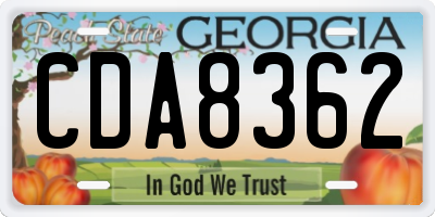 GA license plate CDA8362