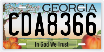 GA license plate CDA8366