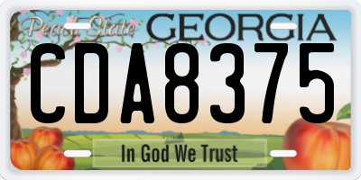 GA license plate CDA8375
