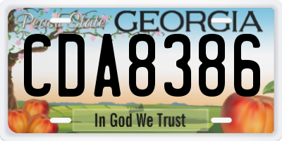 GA license plate CDA8386