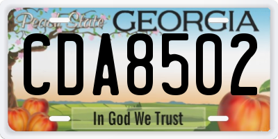 GA license plate CDA8502