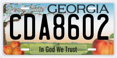 GA license plate CDA8602