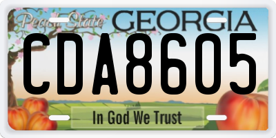 GA license plate CDA8605
