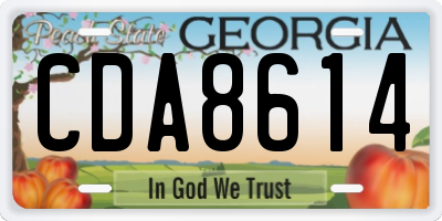 GA license plate CDA8614