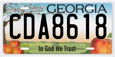GA license plate CDA8618