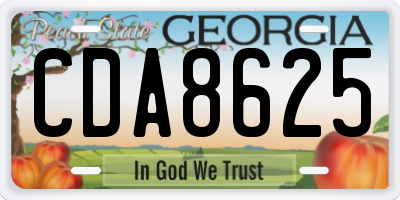 GA license plate CDA8625