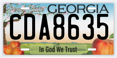 GA license plate CDA8635