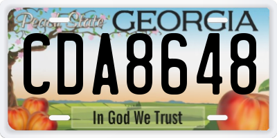 GA license plate CDA8648