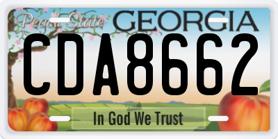 GA license plate CDA8662