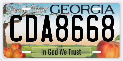 GA license plate CDA8668