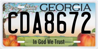 GA license plate CDA8672