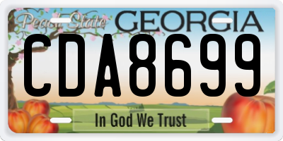 GA license plate CDA8699