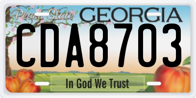 GA license plate CDA8703