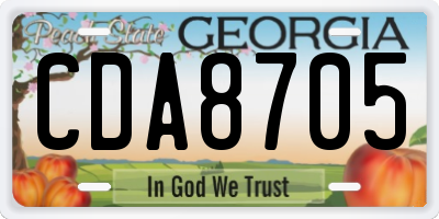 GA license plate CDA8705