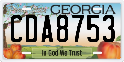 GA license plate CDA8753