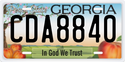 GA license plate CDA8840