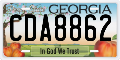 GA license plate CDA8862