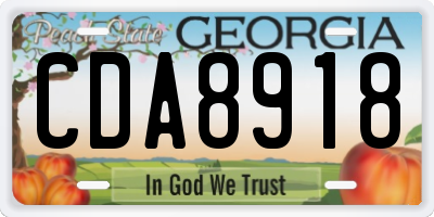 GA license plate CDA8918