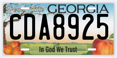 GA license plate CDA8925