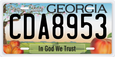 GA license plate CDA8953