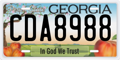 GA license plate CDA8988