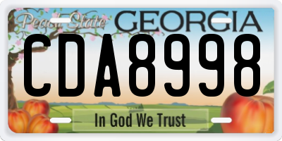 GA license plate CDA8998