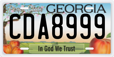 GA license plate CDA8999