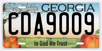 GA license plate CDA9009