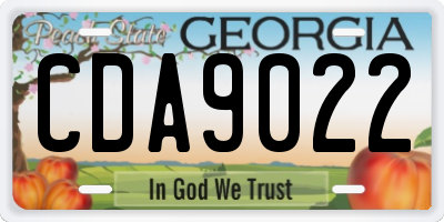 GA license plate CDA9022