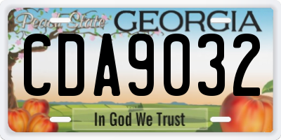 GA license plate CDA9032