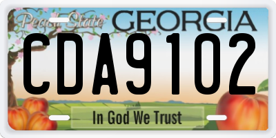 GA license plate CDA9102