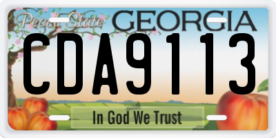 GA license plate CDA9113
