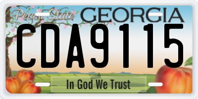 GA license plate CDA9115
