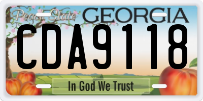 GA license plate CDA9118
